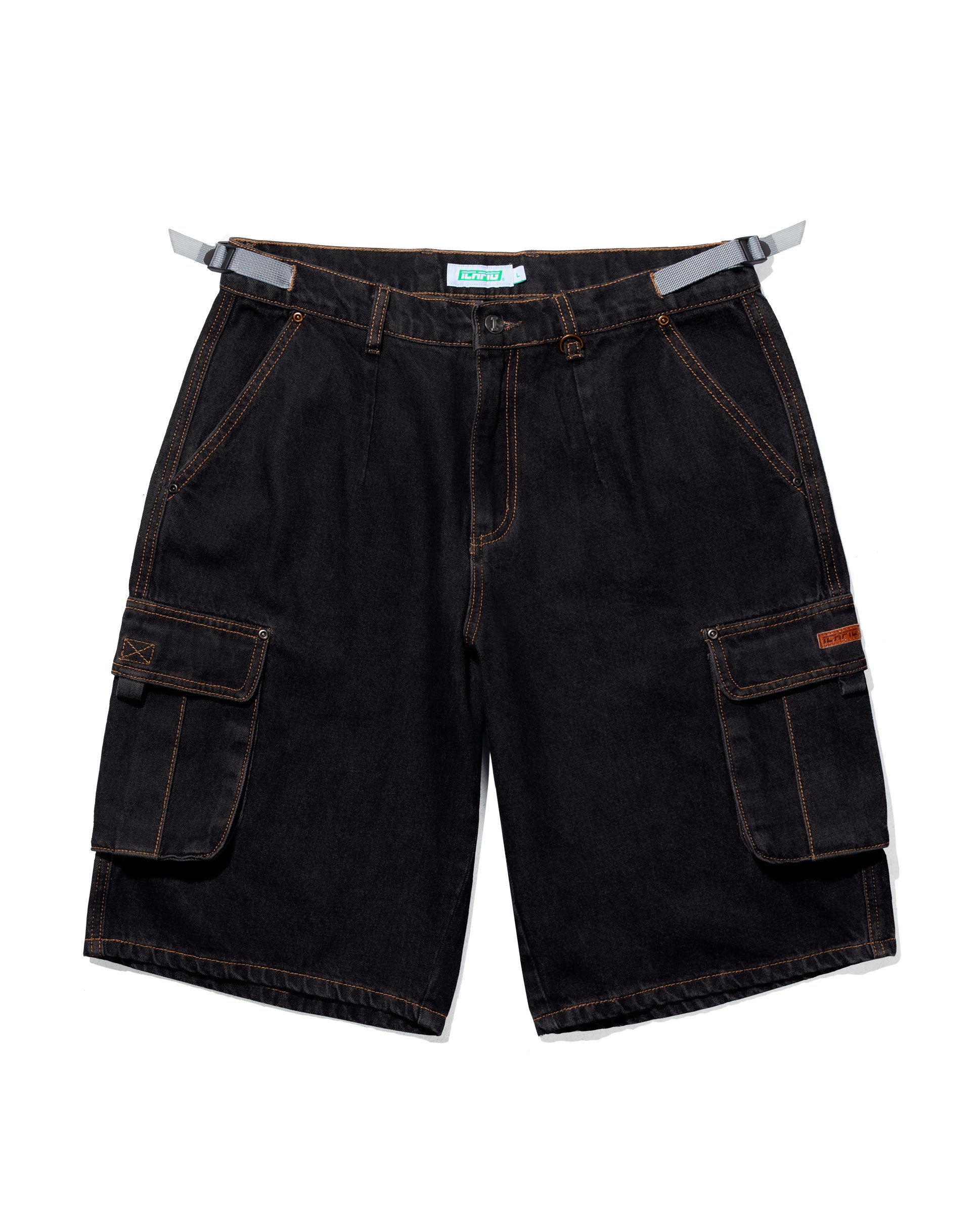 Denim Cargo Shorts Black Overdye