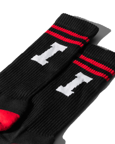 Icon Stripe Calf Socks - Black / Red