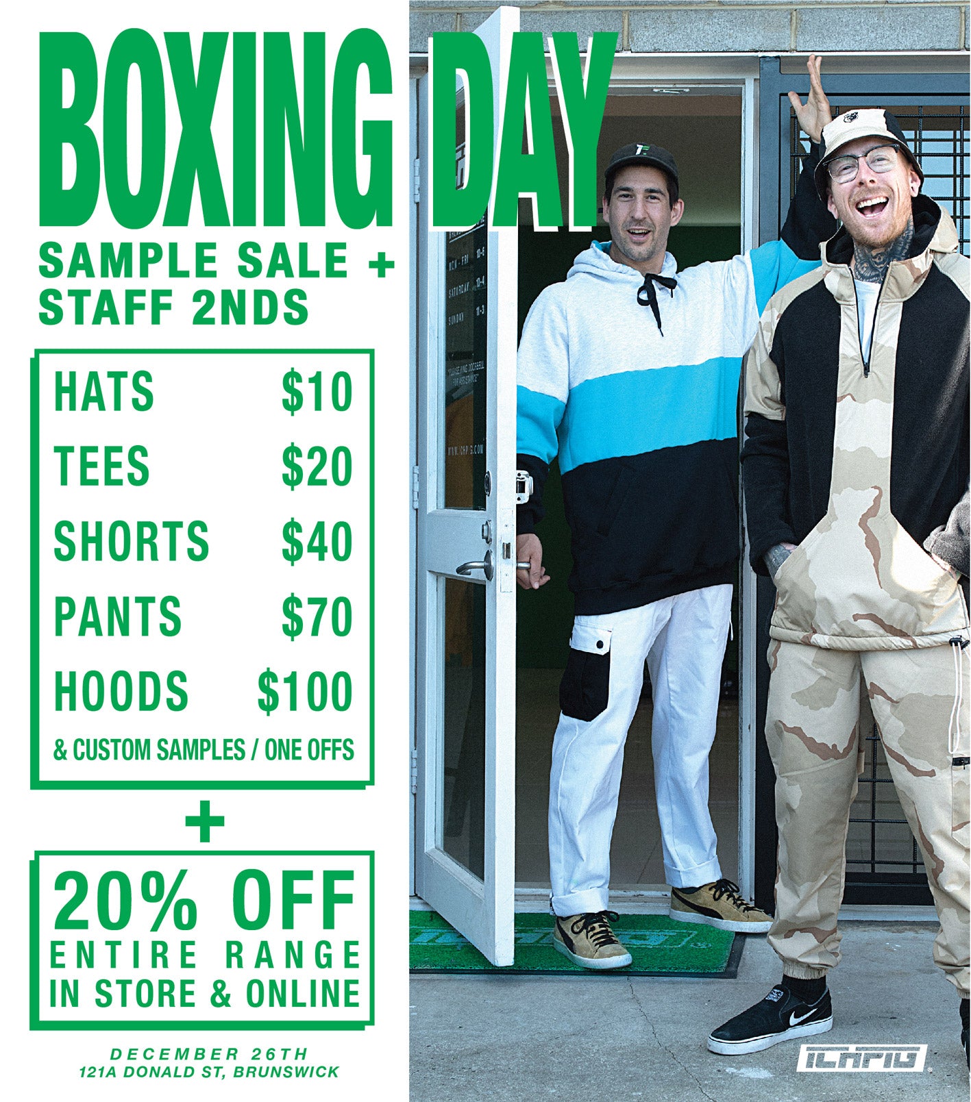 BOXING DAY 20% OFF SAMPLE SALE