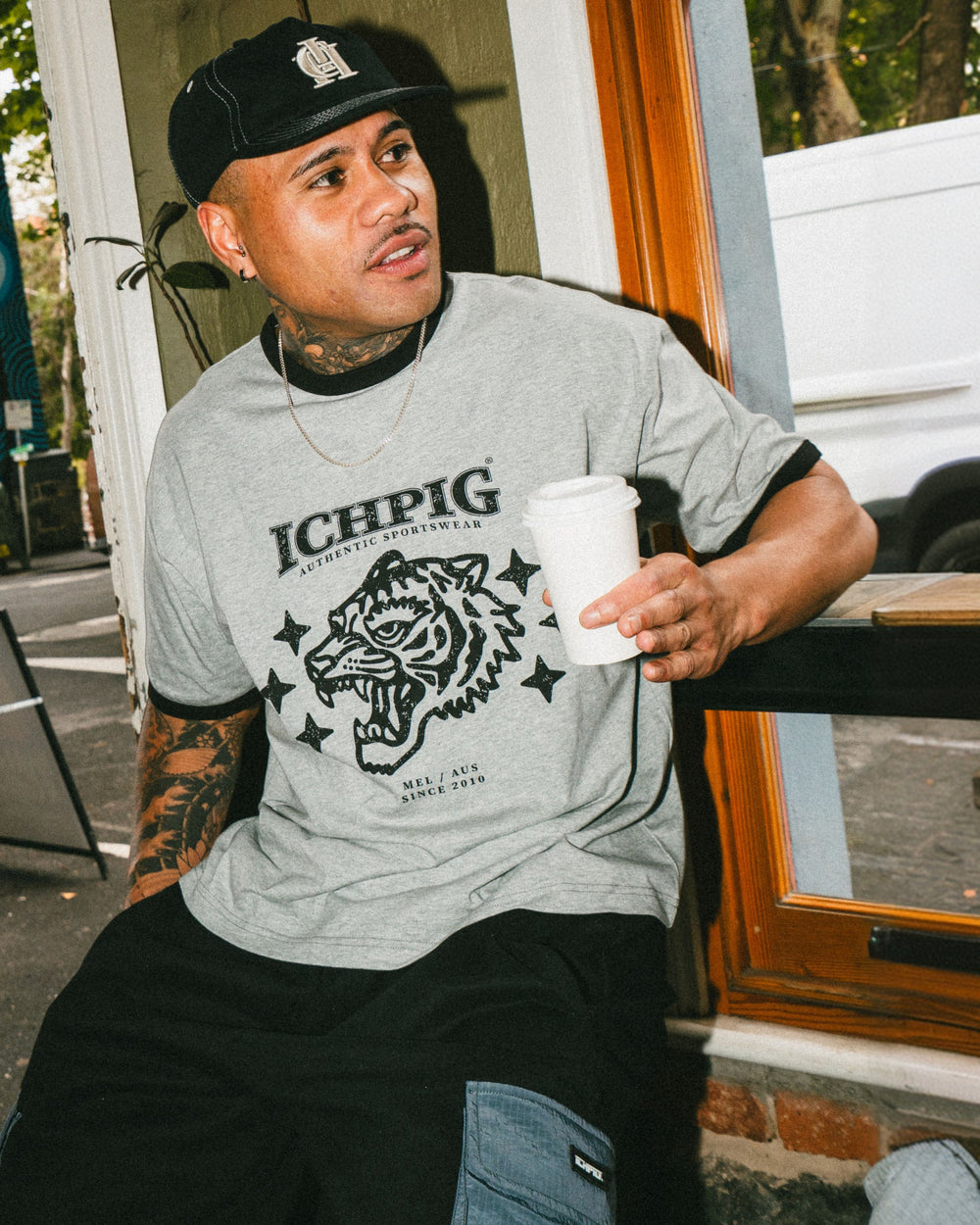 Wildcat Ringer Tee - Grey Marle