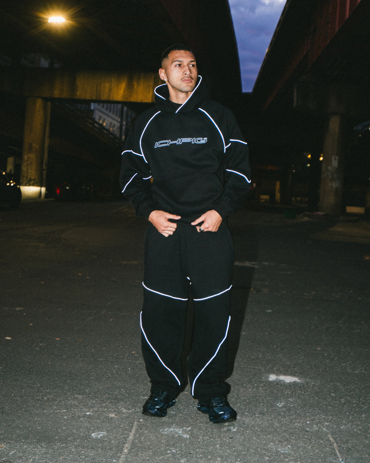 Sportsline Track Pants - Black Reflective