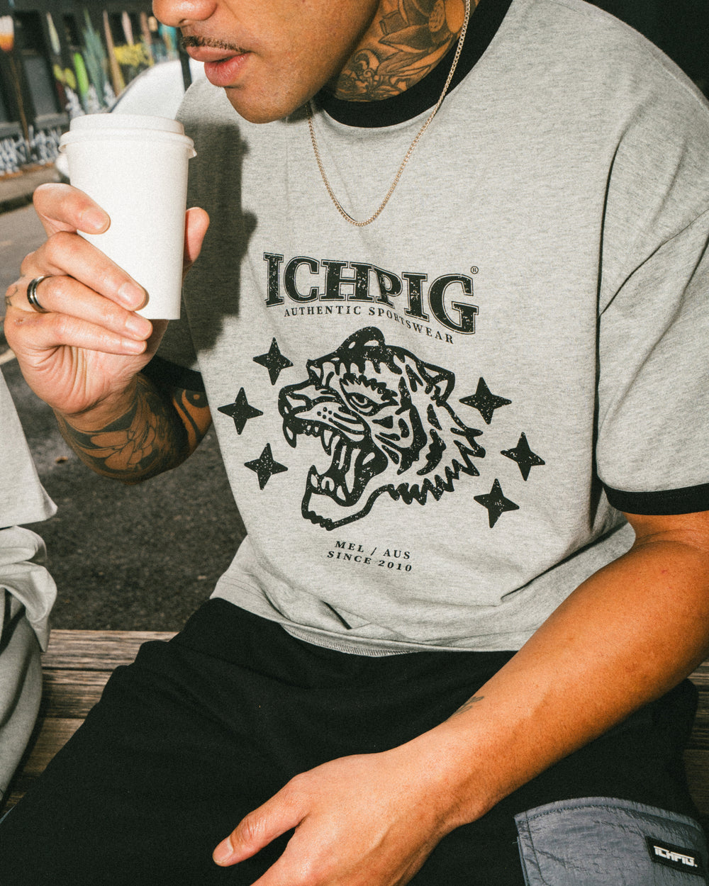 Wildcat Ringer Tee - Grey Marle
