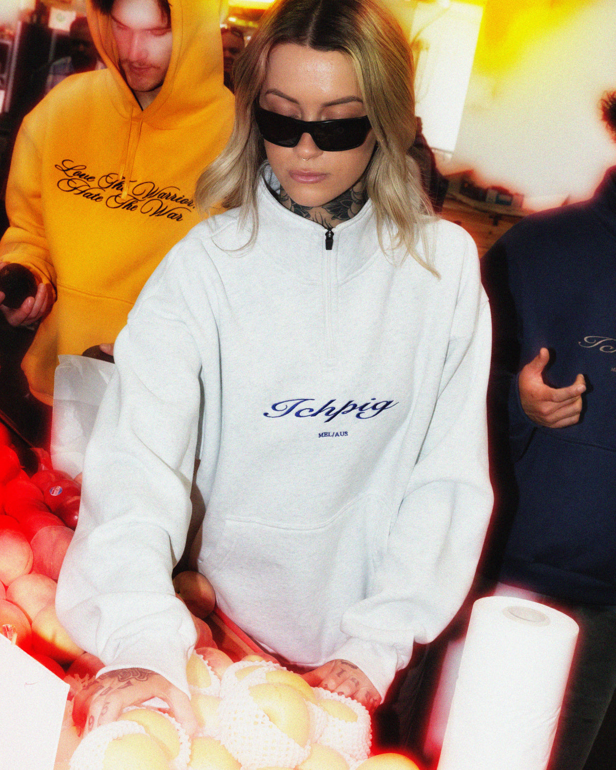 Script 1/4 Zip - White Marle