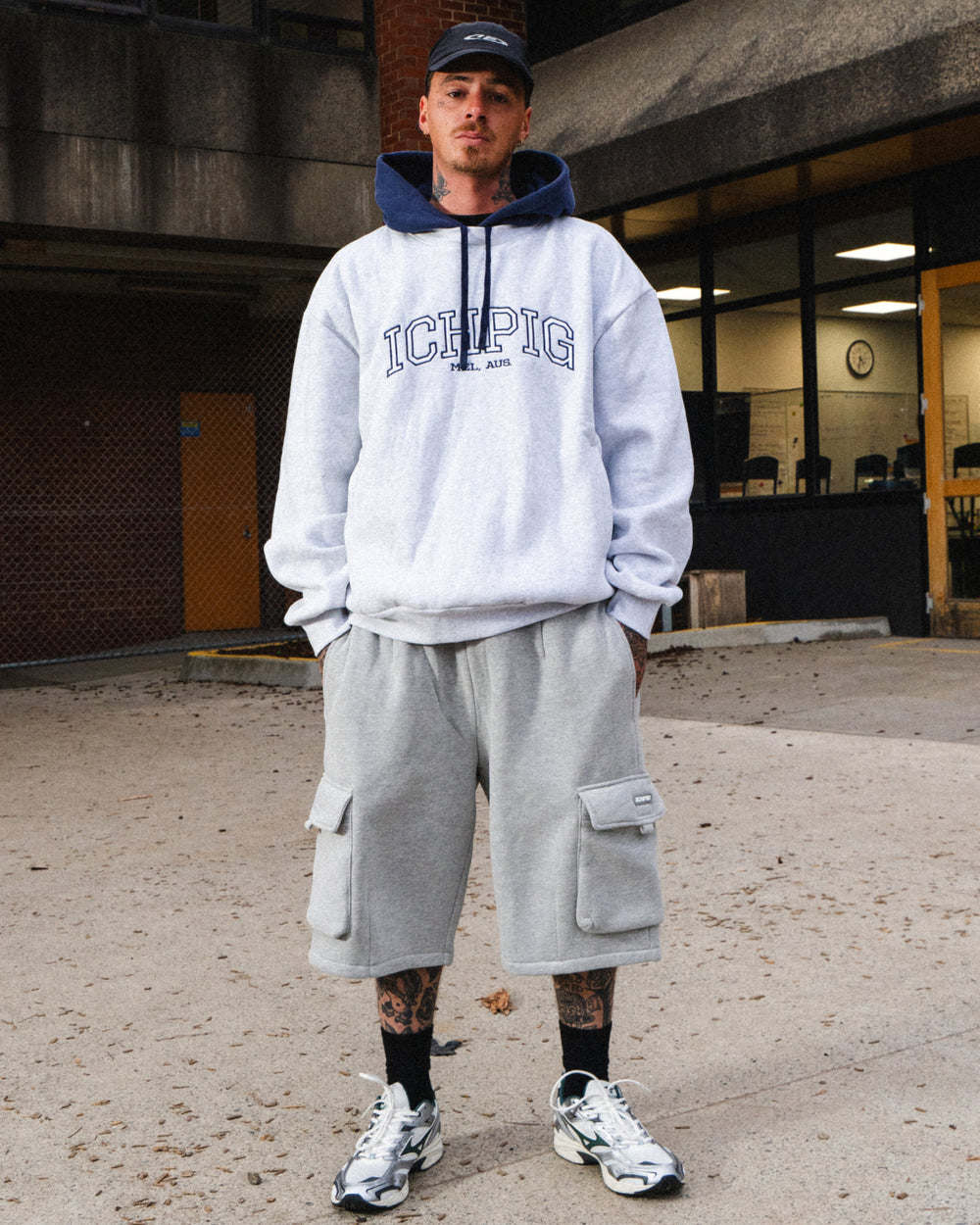 Stadium Hooded Crew - White Marle