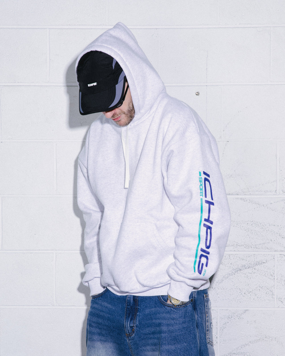 Sports Pullcord Hood - White Marle