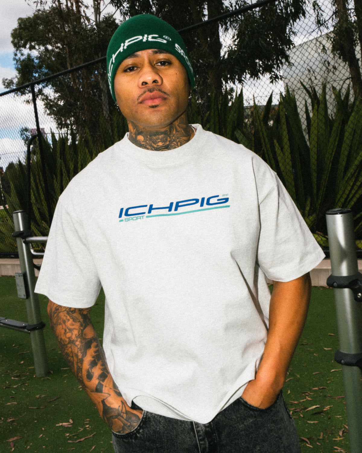 Sportsline Tee - White Marle