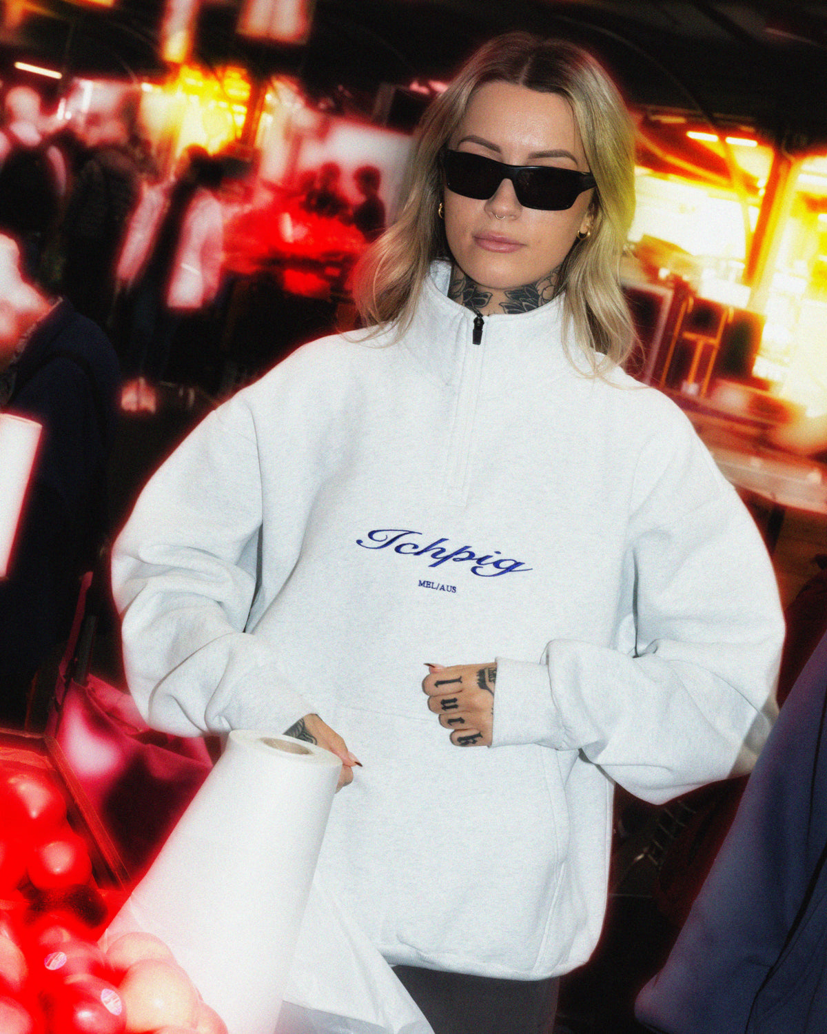 Script 1/4 Zip - White Marle