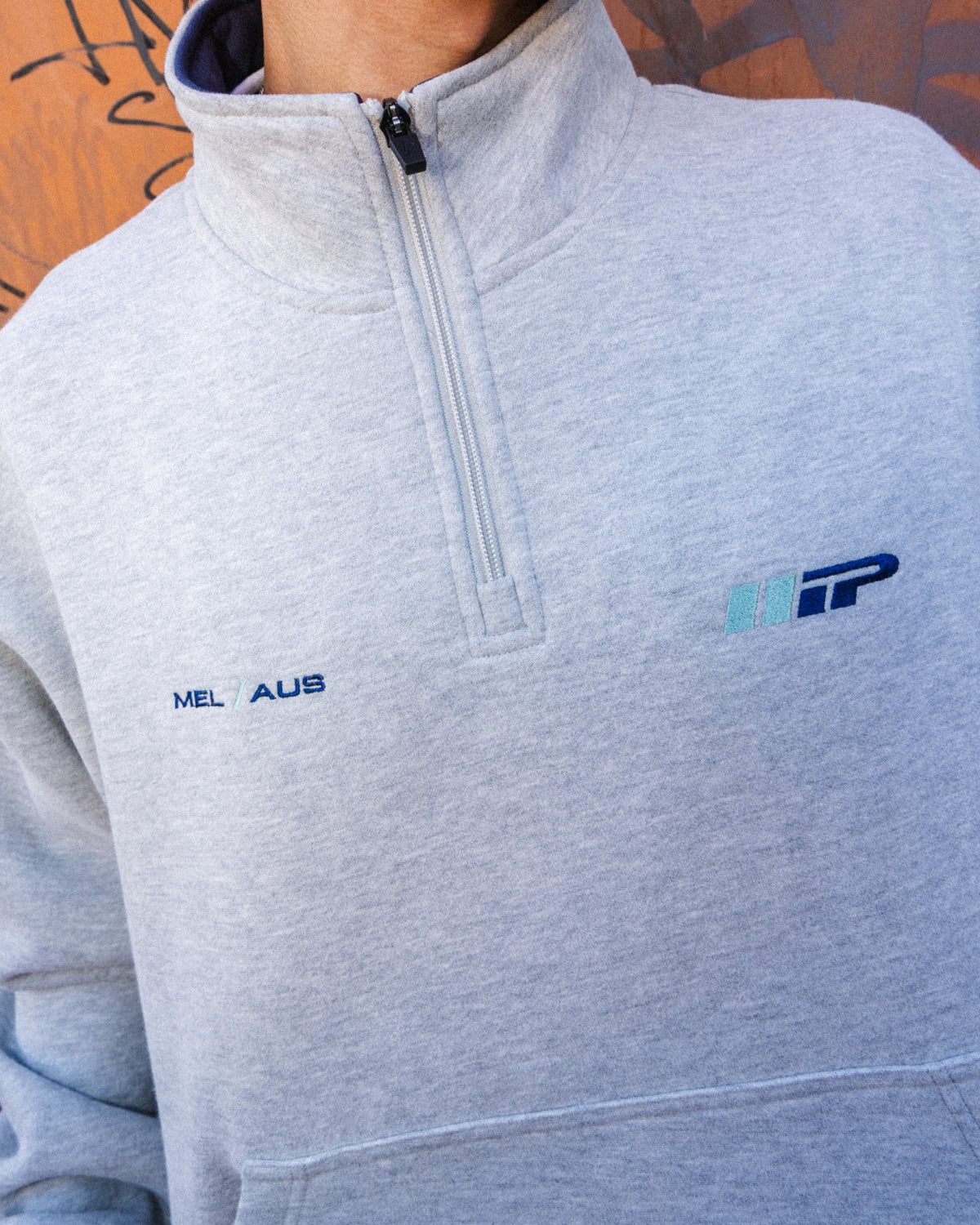 Emblem 1/4 Zip - Grey Marle