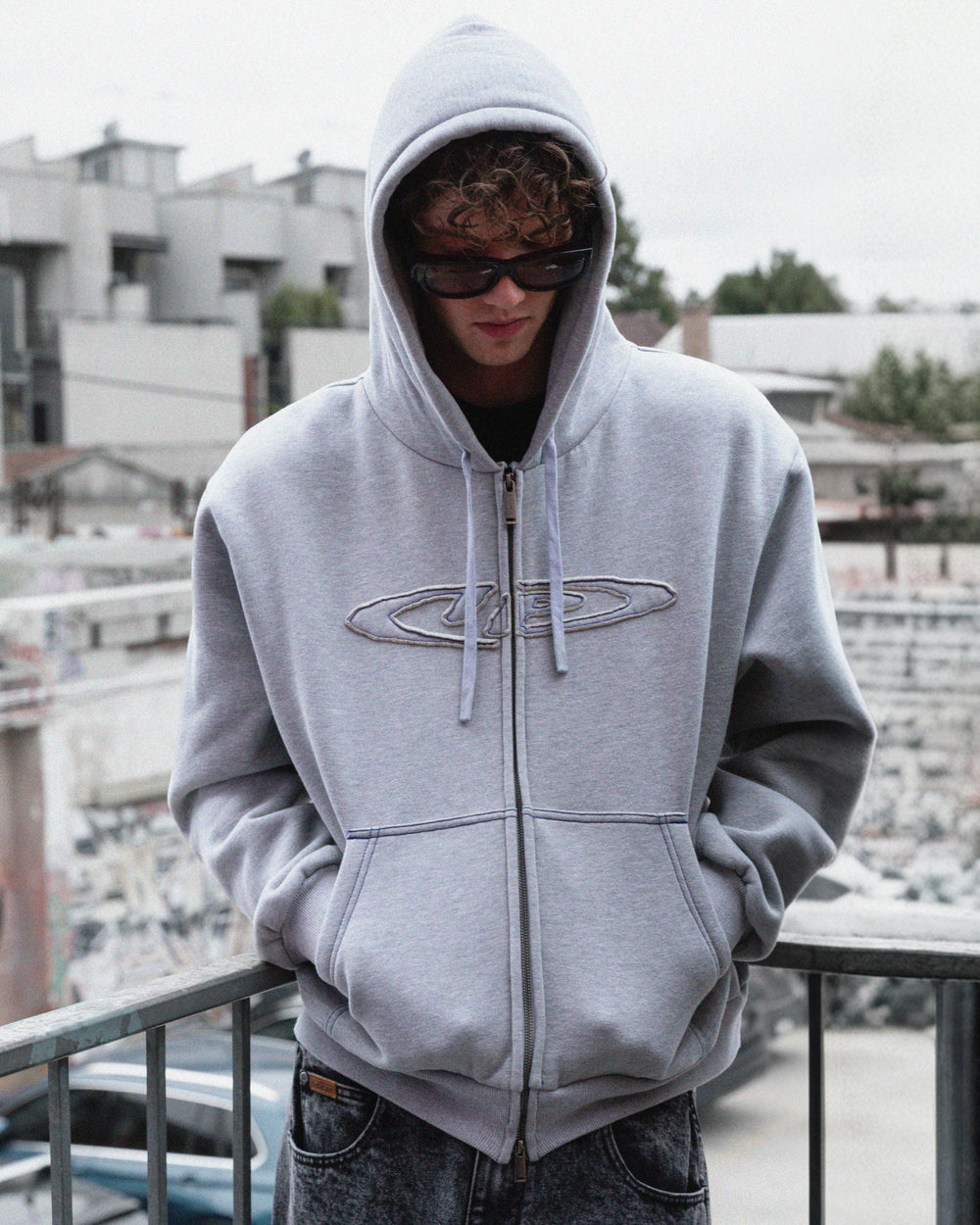Optic Zip-Up Hood - Grey Marle