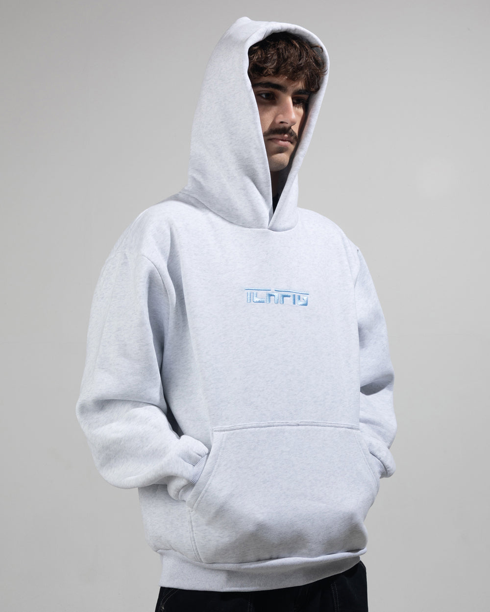 Strike Cordless Hood - White Marle / Sky Blue