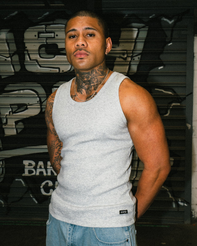 Pro Rib Singlet - Grey Marle