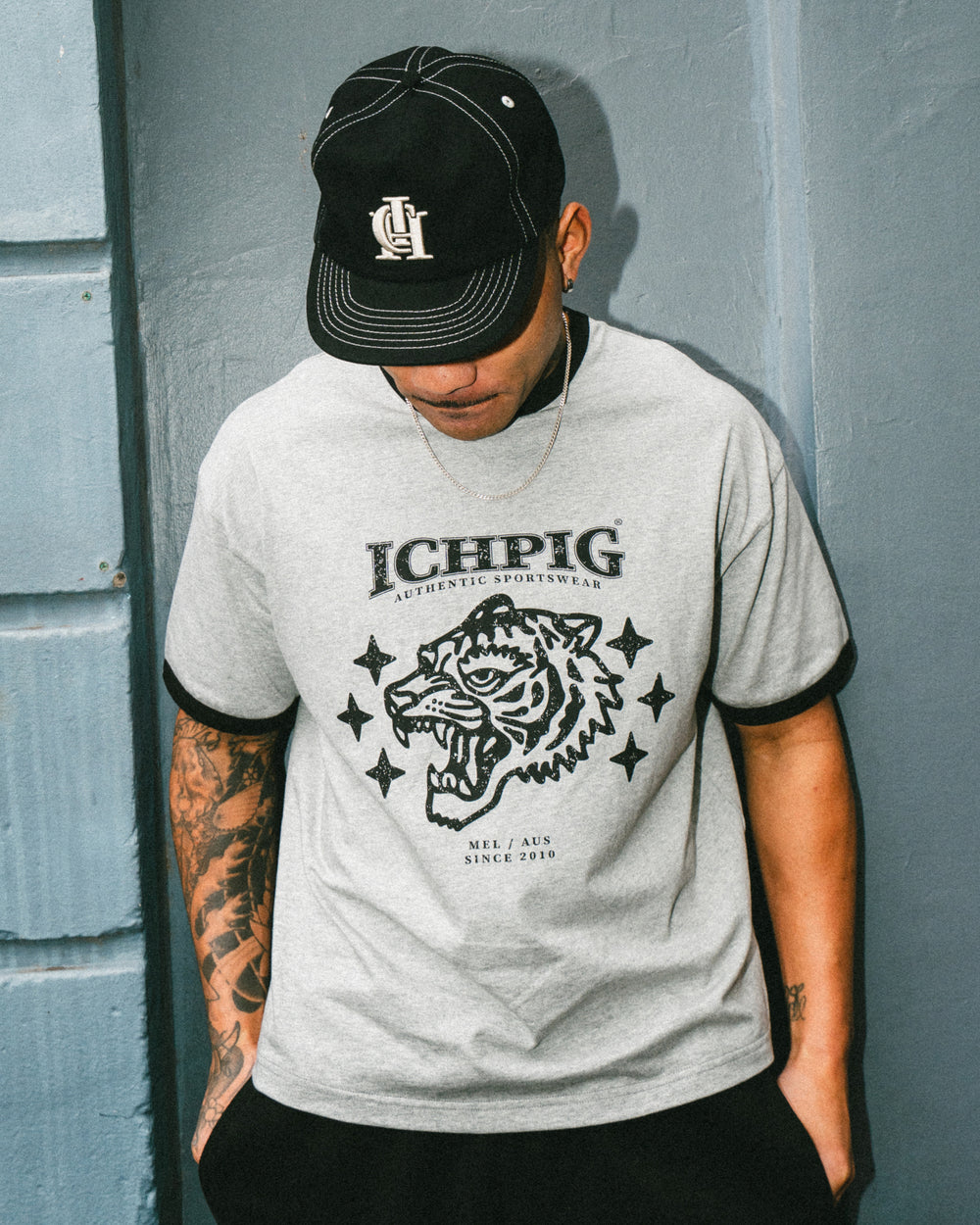 Wildcat Ringer Tee - Grey Marle