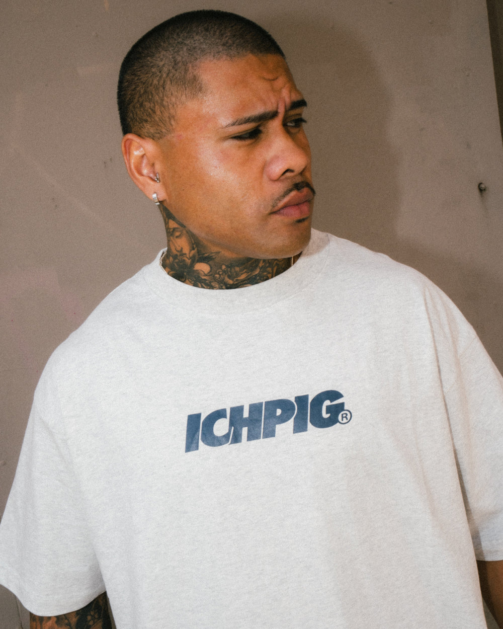 Sprinters Tee - White Marle / Navy