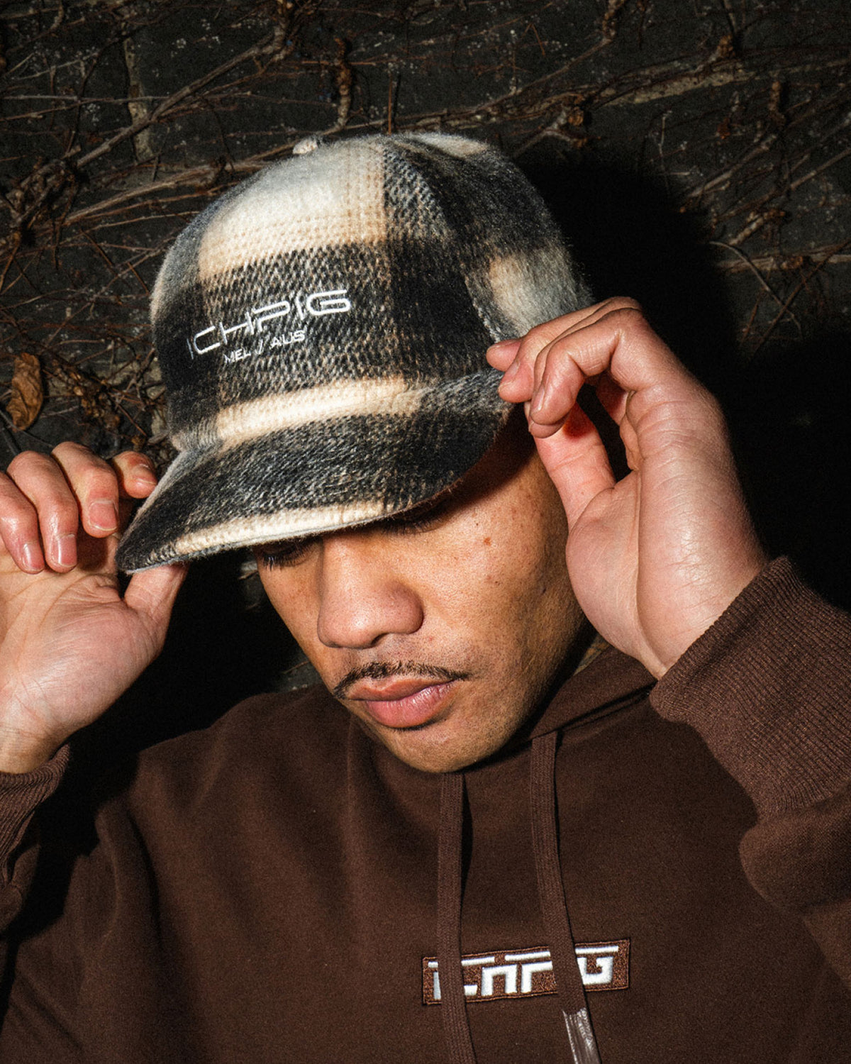 Checkline Strapback Hat - Cream Plaid