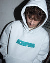 Sprinters Chenille Hood - White Marle / Teal