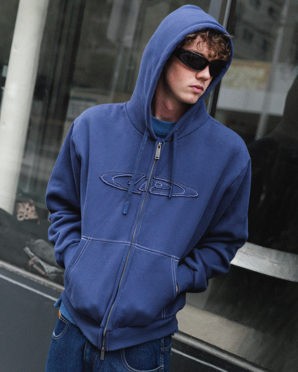 Optic Zip-Up Hood - Ink