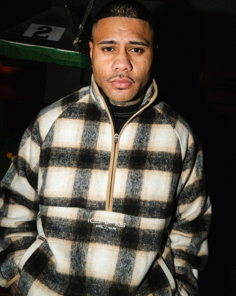 Checkline 1/2 Zip - Cream Plaid