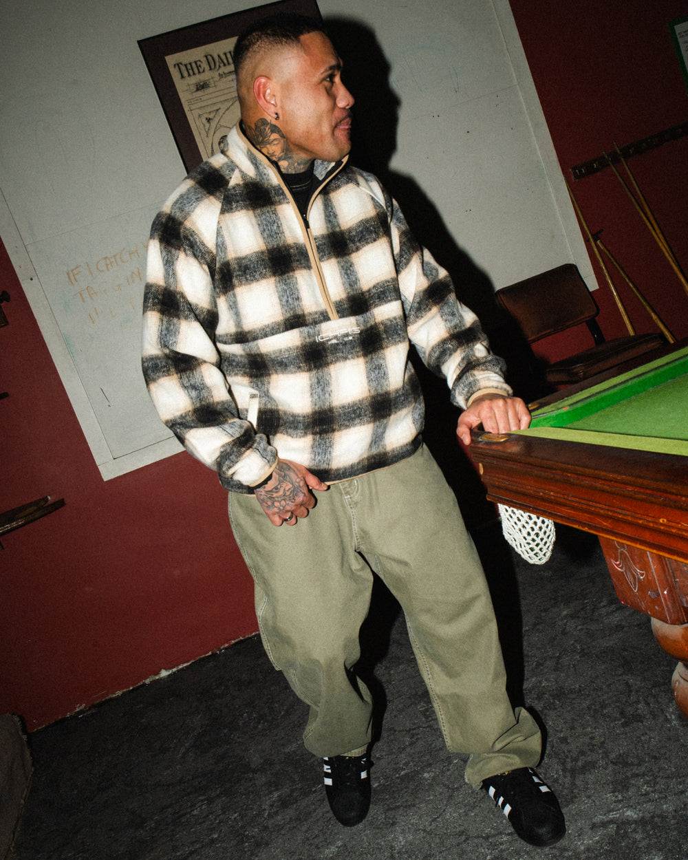 Checkline 1/2 Zip - Cream Plaid