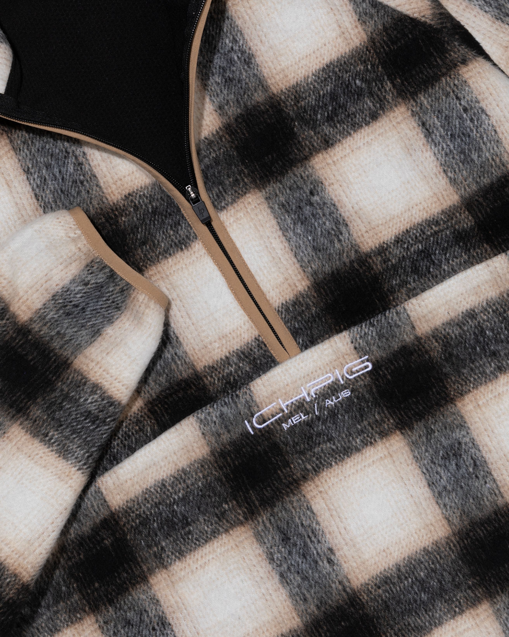 Checkline 1/2 Zip - Cream Plaid
