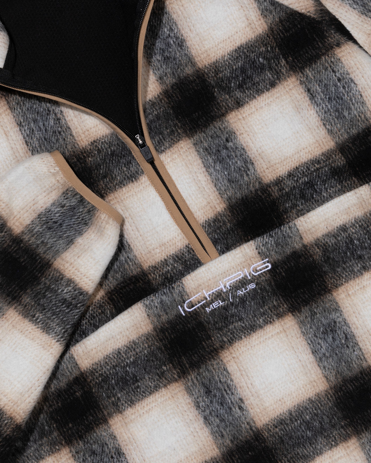 Checkline 1/2 Zip - Cream Plaid