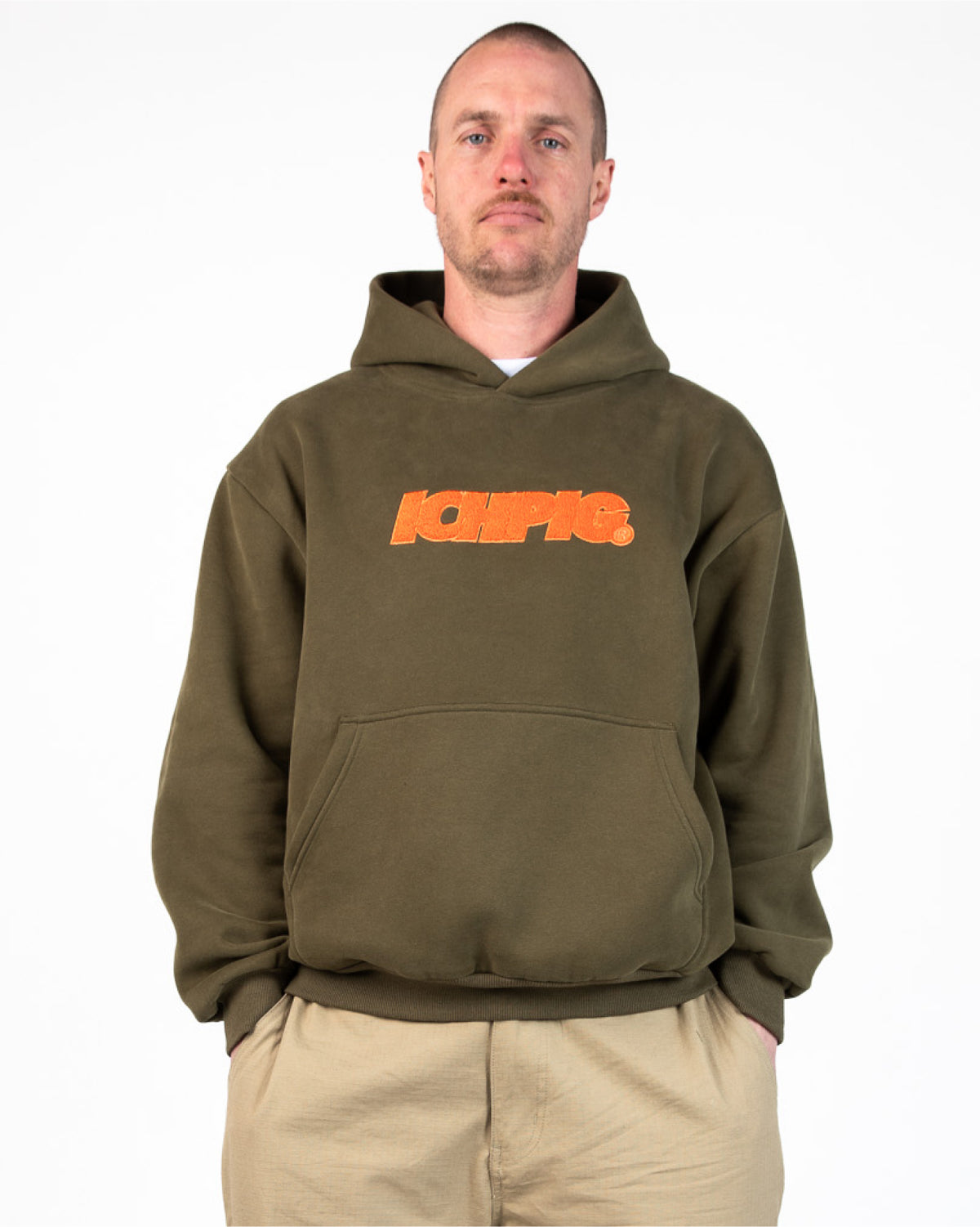 Sprinters Chenille Hood - Olive / Orange