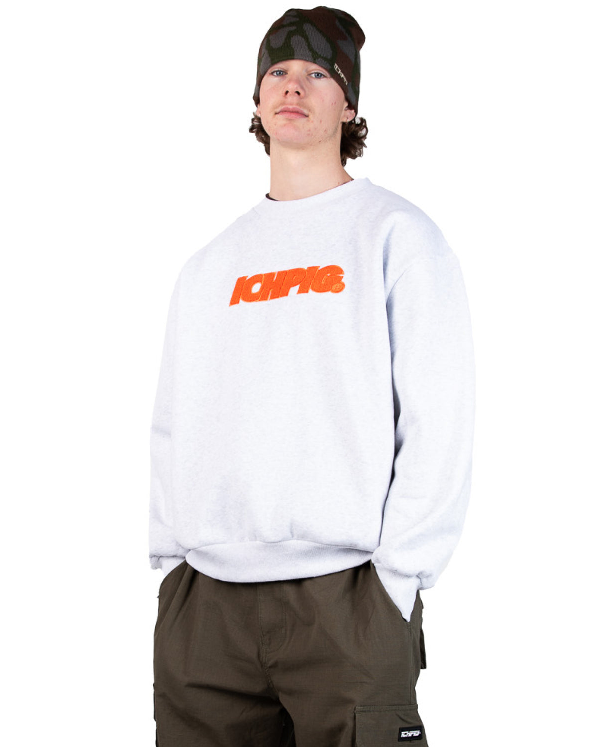 Sprinters Chenille Crew - White Marle / Orange