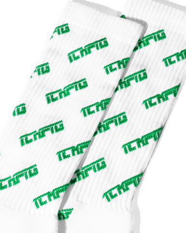 Strike Jacquard Calf Socks - White / IP Green