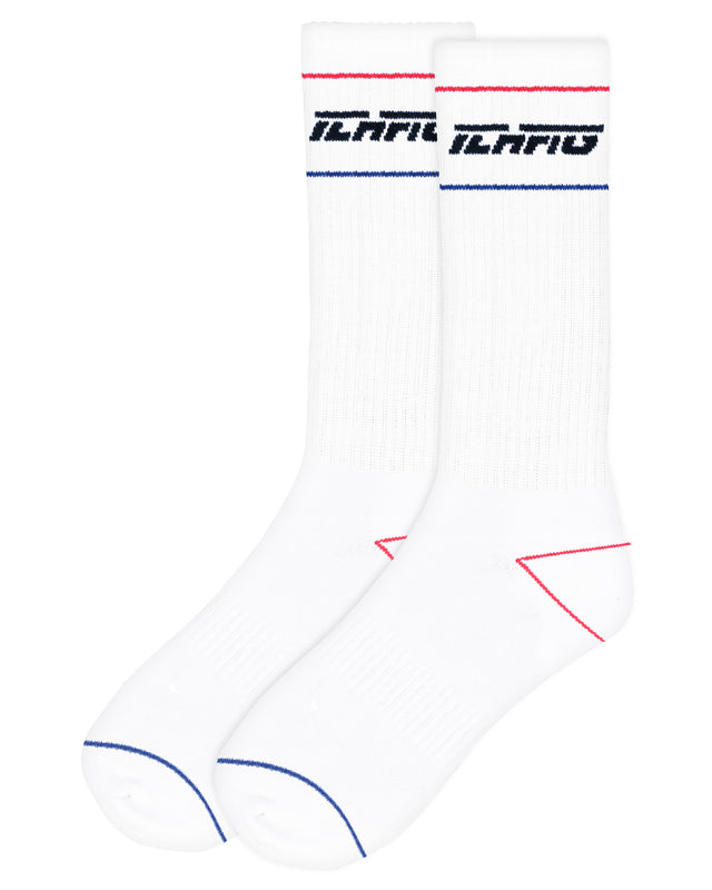 Strike Calf Socks - White / Red / Blue