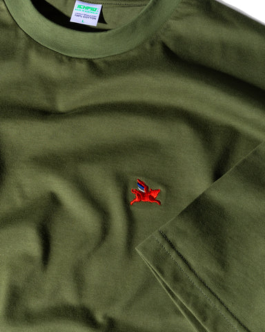 Pigasus Embroidery Tee - Khaki Green