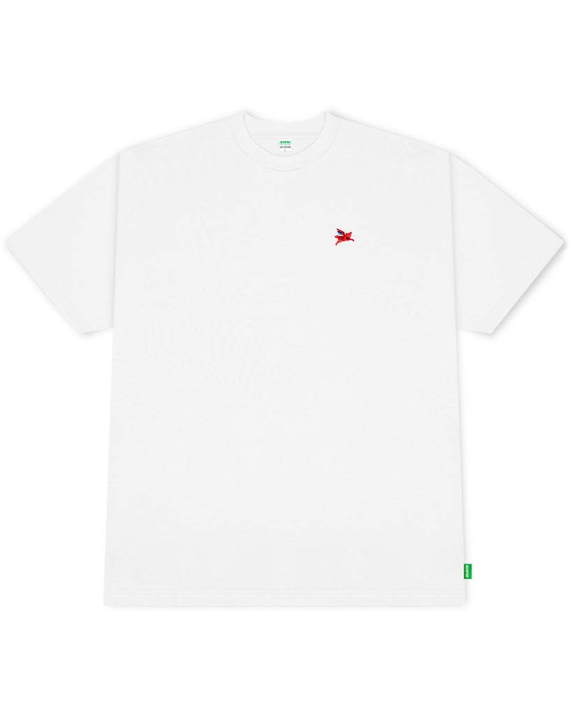 Pigasus Embroidery Tee - White / Red